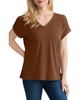 Jones New York Jones New York Extended Shoulder Roll Tab Cuff V-Neck T-Shirt - 1