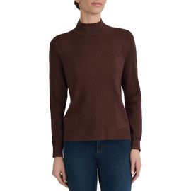 Jones New York Jones New York Mock Neck Placed Rib Sweater