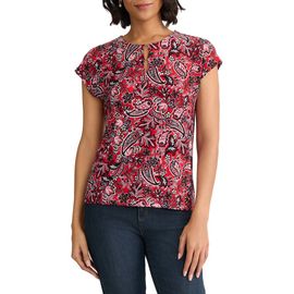 Jones New York Jones New York Paisley Keyhole Crepe Knit Top