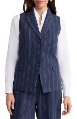 Jones New York Jones New York Pinstripe Linen & Cotton Vest