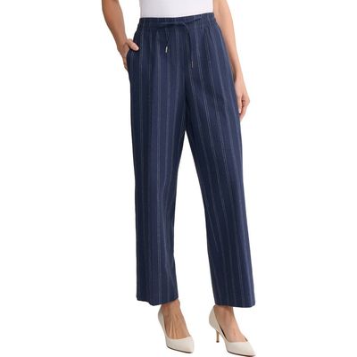 Jones New York Jones New York Stripe Tie Waist Linen Blend Pants