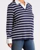 Jones New York Jones New York Striped Cotton V-Neck Top with Poplin Trim - 3