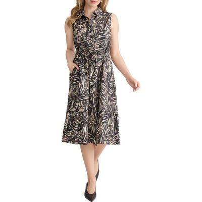 Jones New York Jones New York Summer Tie Waist Sleeveless Shirtdress