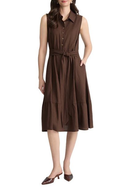 Jones New York Jones New York Tie Waist Sleeveless Midi Dress