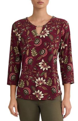 Jones New York Jones New York V-Neck Jersey Top with Hardware Detail