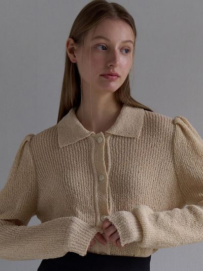 JOORTI Boucle Collared Cardigan