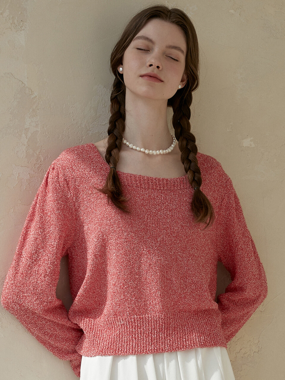 JOORTI Candy Square Neck Sweater_Red