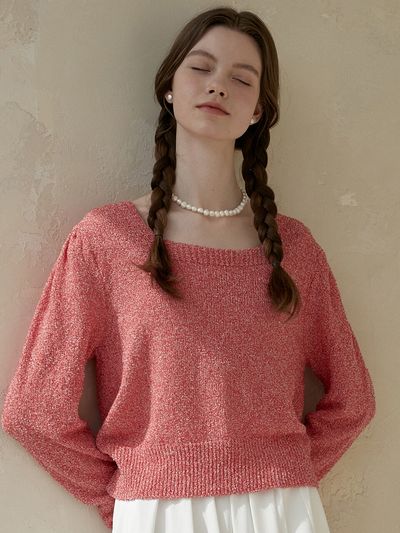 JOORTI Candy Square Neck Sweater_Red