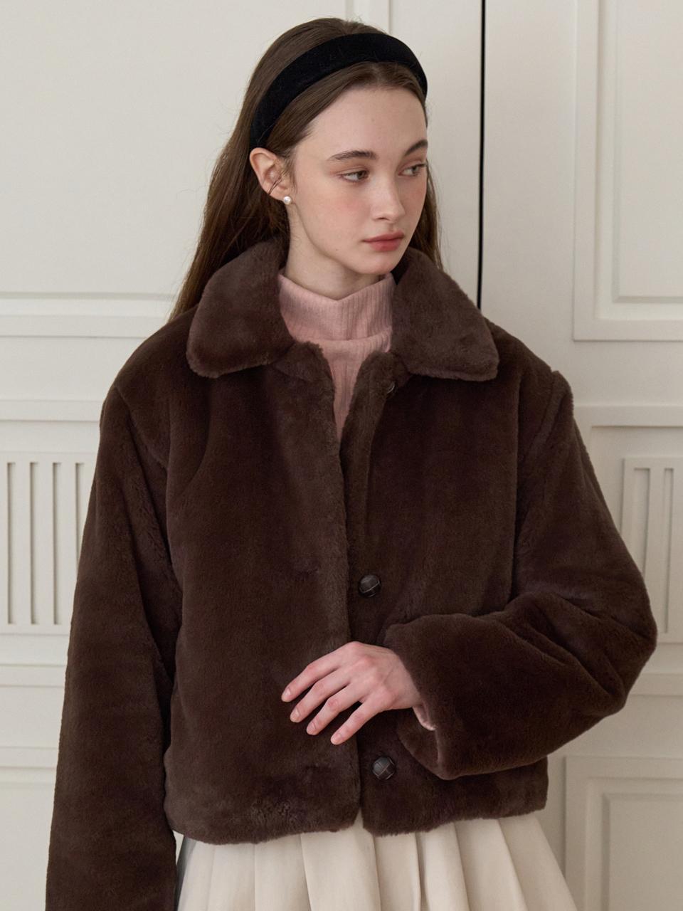 JOORTI Glory Eco Fur Jacket [Brown] (J1660)