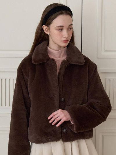 JOORTI Glory Eco Fur Jacket [Brown] (J1660)