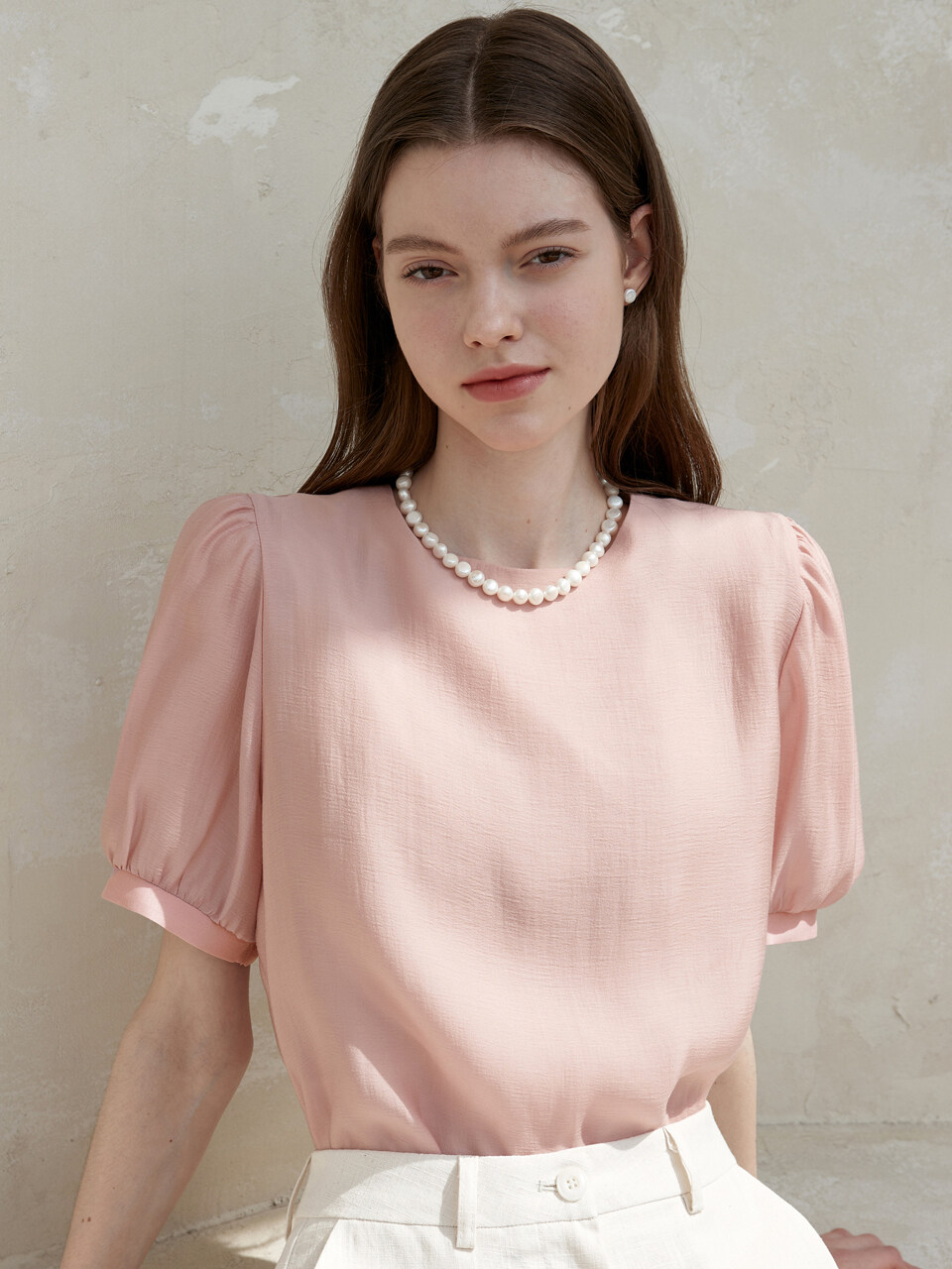 JOORTI See-through Round Blouse_Pink