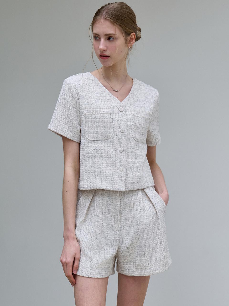 JOORTI [Set] Rose Tweed Blouse + Rose Tweed Pants  J1438