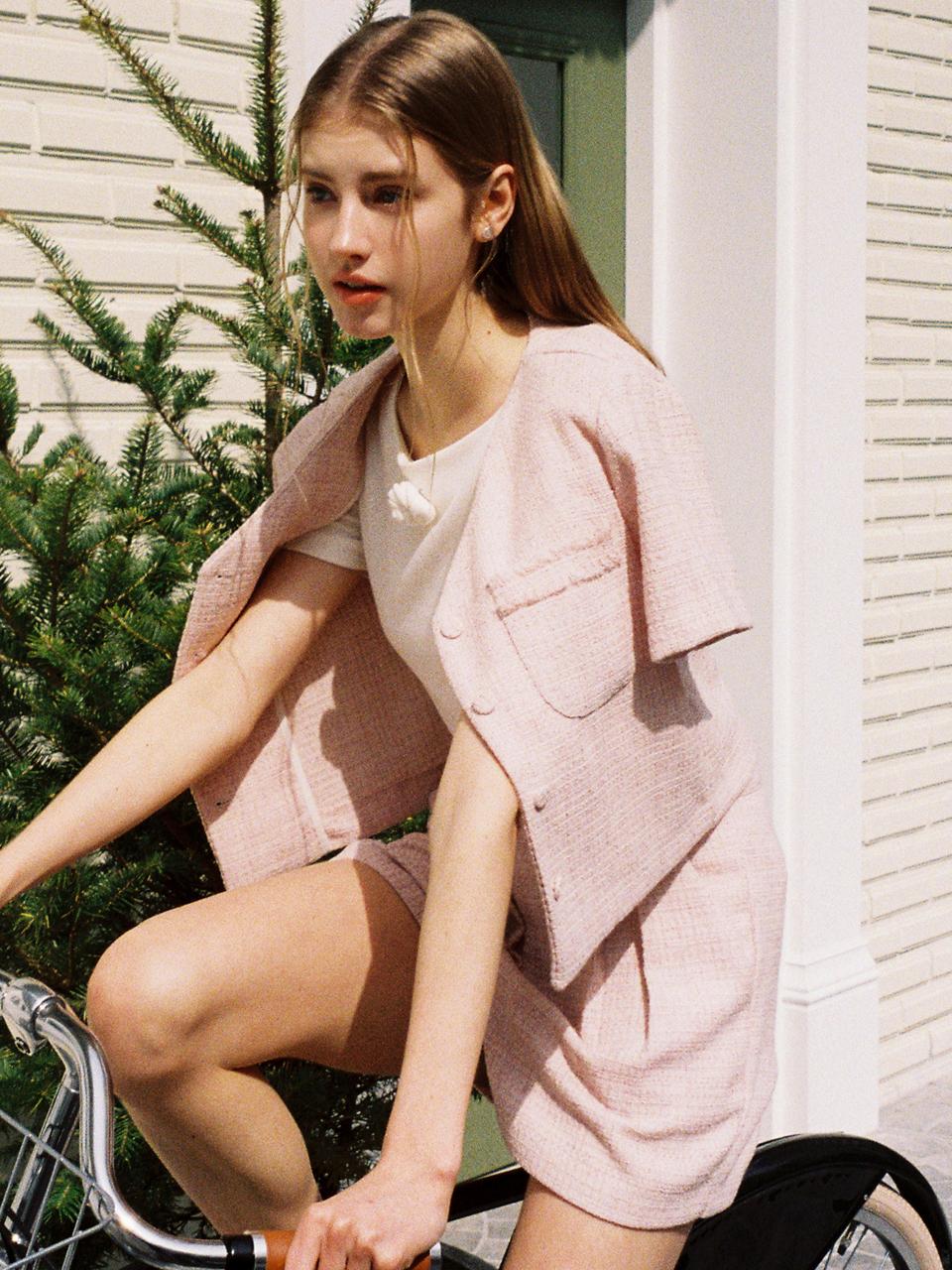 JOORTI [Set] Rose Tweed Blouse + Rose Tweed Pants Blossom