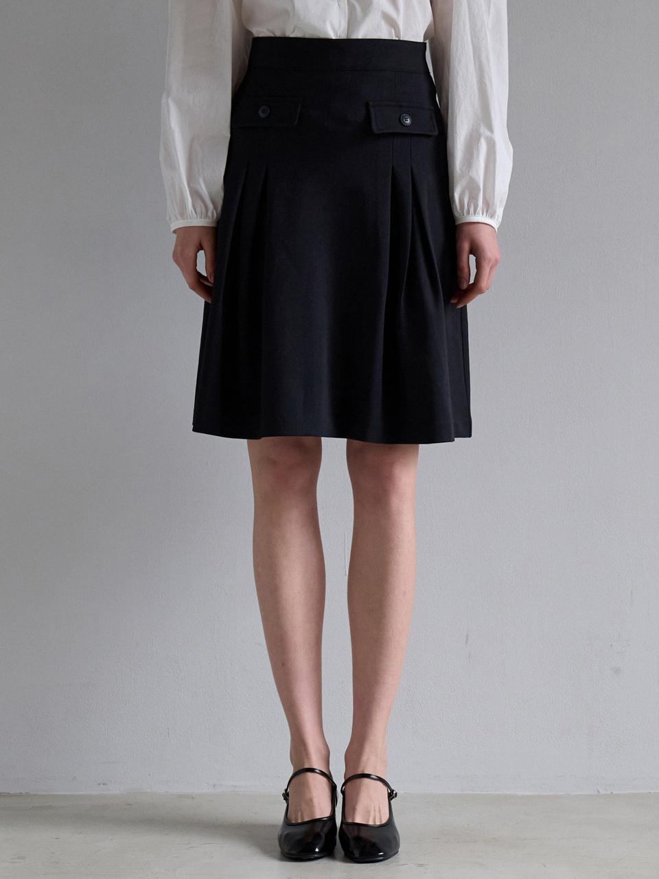 JOORTI Twill Pleated Skirt - Navy