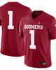Jordan Brand Men's Jordan Brand #1 Crimson Oklahoma Sooners Game Jersey  - 1