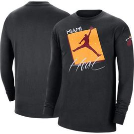 Jordan Brand Men's Jordan Brand Black Miami Heat Courtside Max 90 Vintage Wash Statement Edition Long Sleeve T-Shirt 