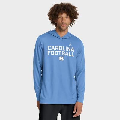 Jordan Brand Men's Jordan Brand Carolina Blue North Carolina Tar Heels 2025 Sideline Performance Long Sleeve Hoodie T-Shirt