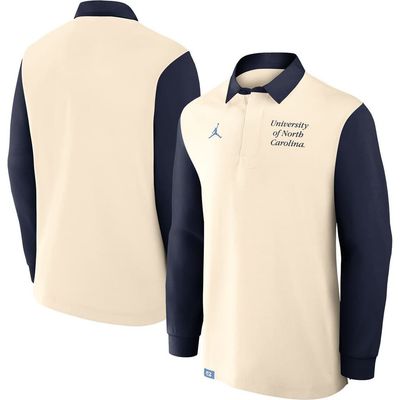 Jordan Brand Men's Jordan Brand Cream/Navy North Carolina Tar Heels Rugby Long Sleeve Shirt 