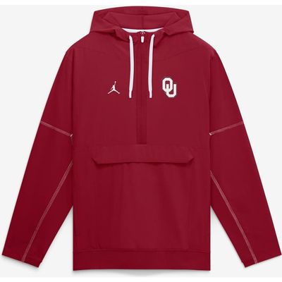 Jordan Brand Men's Jordan Brand Crimson Oklahoma Sooners 2026 Sideline Anorak Half-Zip Hooded Jacket 