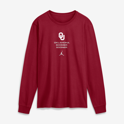 Jordan Brand Men's Jordan Brand Crimson Oklahoma Sooners 2026 Sideline Dri-FIT Long Sleeve T-Shirt 