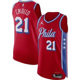 Jordan Brand Men's Jordan Brand Joel Embiid Red Philadelphia 76ers Authentic Player Jersey - Statement Edition 
