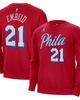 Jordan Brand Men's Jordan Brand Joel Embiid Red Philadelphia 76ers Statement Name & Number Pullover Sweatshirt  - 1