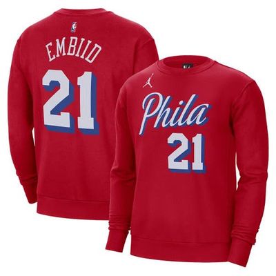Jordan Brand Men's Jordan Brand Joel Embiid Red Philadelphia 76ers Statement Name & Number Pullover Sweatshirt 