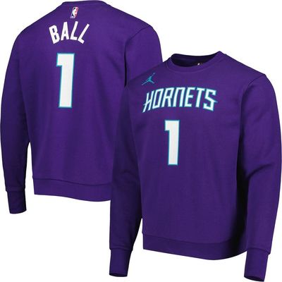 Jordan Brand Men's Jordan Brand LaMelo Ball Purple Charlotte Hornets Statement Name & Number Pullover Sweatshirt 