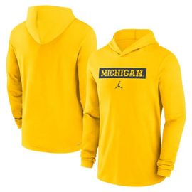 Jordan Brand Men's Jordan Brand Maize Michigan Wolverines 2024 Sideline Hoodie Performance Long Sleeve T-Shirt 