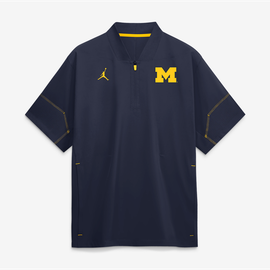 Jordan Brand Men's Jordan Brand Navy Michigan Wolverines 2026 Sideline Short Sleeve Quarter-Zip Coaches Jacket 