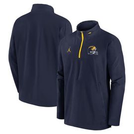 Jordan Brand Men's Jordan Brand Navy Michigan Wolverines Sideline Coaches Quarter-Zip Jacket 