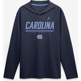 Jordan Brand Men's Jordan Brand Navy North Carolina Tar Heels 2026 Sideline Lightweight Long Sleeve Hooded Dri-FIT Top 