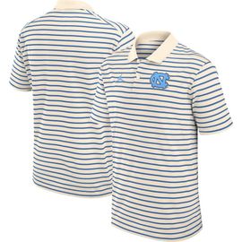 Jordan Brand Men's Jordan Brand Tan/Carolina Blue North Carolina Tar Heels Primary Logo Striped Dri-FIT Polo 