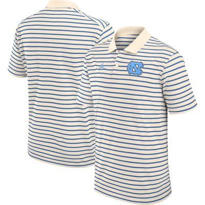 Jordan Brand Men's Jordan Brand Tan/Carolina Blue North Carolina Tar Heels Primary Logo Striped Dri-FIT Polo 