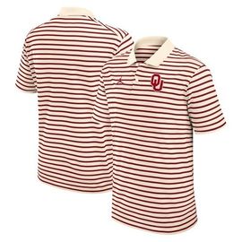 Jordan Brand Men's Jordan Brand Tan/Crimson Oklahoma Sooners Striped Primary Logo Performance Polo 