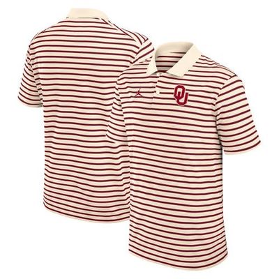 Jordan Brand Men's Jordan Brand Tan/Crimson Oklahoma Sooners Striped Primary Logo Performance Polo 