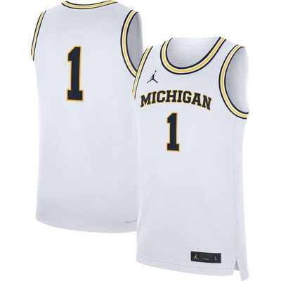 Jordan Brand Men's Jordan Brand White Michigan Wolverines Home Replica Basketball Jersey 