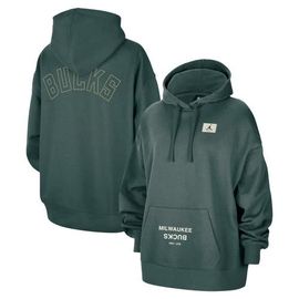 Jordan Brand Women's Jordan Brand Green Milwaukee Bucks Courtside Statement Edition Oversize Pullover Hoodie 