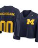 Jordan Brand Women's Jordan Brand Navy Michigan Wolverines Cropped Mesh Dri-FIT Fashion Jersey  - 1