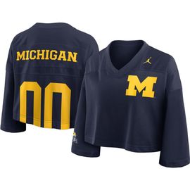 Jordan Brand Women's Jordan Brand Navy Michigan Wolverines Cropped Mesh Dri-FIT Fashion Jersey 