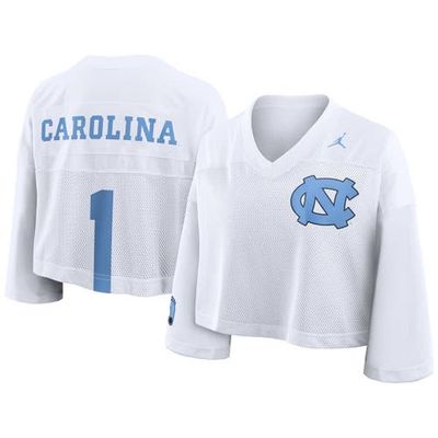 Jordan Brand Women's Jordan Brand White North Carolina Tar Heels Cropped Mesh Dri-FIT Fashion Jersey 