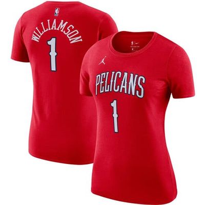 Jordan Brand Women's Jordan Brand Zion Williamson Red New Orleans Pelicans Statement Edition Name & Number T-Shirt 