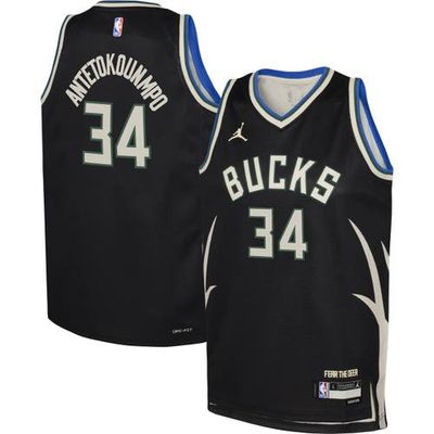 Jordan Brand Youth Jordan Brand Giannis Antetokounmpo Black Milwaukee Bucks Swingman Jersey - Statement Edition 