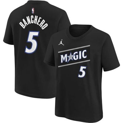 Jordan Brand Youth Jordan Brand Paolo Banchero Black Orlando Magic Name & Number T-Shirt - Statement Edition 