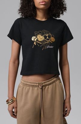 Jordan Jordan Metallic Logo Graphic Shrunken Cotton T-Shirt