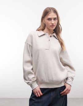 Jordan Nike Air Jordan Flight long sleeve waffle knit top in beige-Neutral