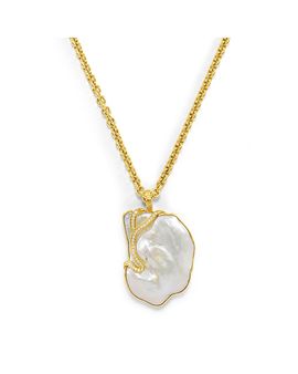 Jorge Adeler Jorge Adeler 18K Yellow Gold Sea Cultured Freshwater Baroque Pearl & Diamond Enhancer Pendant