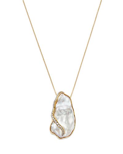 Jorge Adeler Jorge Adeler 18K Yellow Gold Sea Cultured Freshwater Pearl & Diamond Pendant Necklace, 20