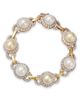 Jorge Adeler Jorge Adeler 18K Yellow Gold Sea Cultured South Sea Pearl & Diamond Halo Link Bracelet, 3.49 tcw - 1