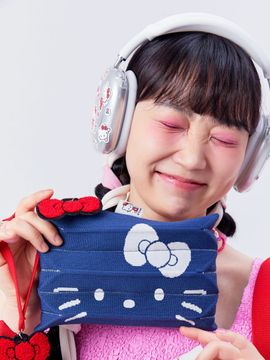 JOSEPH & STACEY Lucky Pleats Knit Clutch S Hello Kitty_Mid Blue